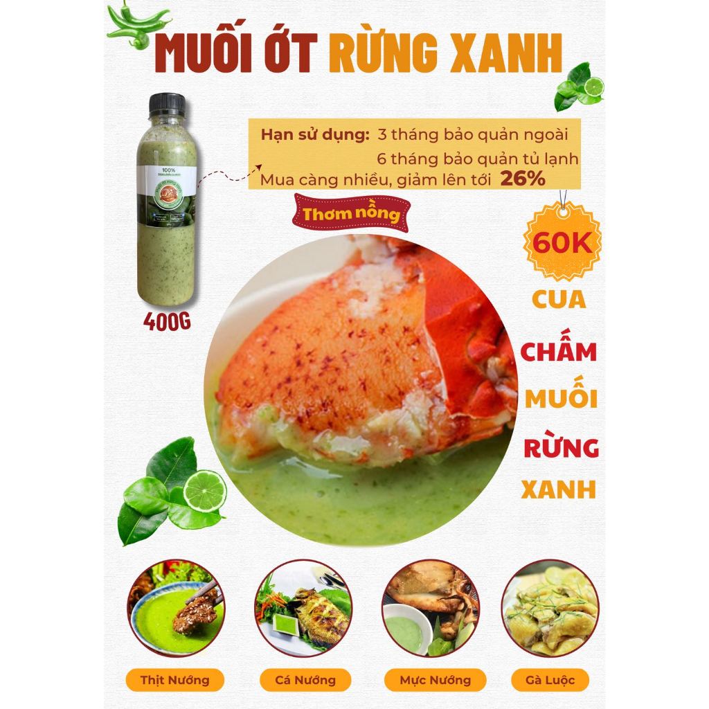 Combo 2 chai Muối ớt xanh-đỏ Bếp Xuyên Việt chấm đồ nướng, BBQ, muối chấm hải sản hấp nướng, gà ủ muối, xiên que