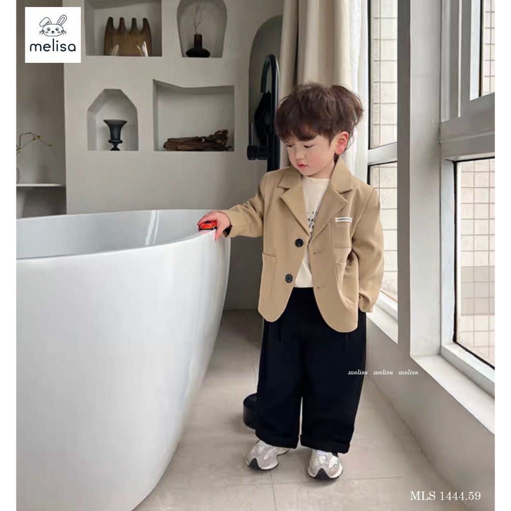 AK2382 BD23160 Set Vest/ áo Vest chữ B kẻ đen trắng