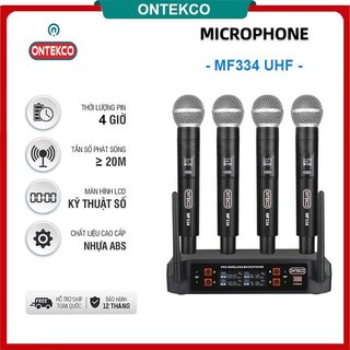 Bộ micro không dây karaoke ontekco mf334 | mf333 | mu02 micro hát karaoke với mọi amply & loa kéo & vang