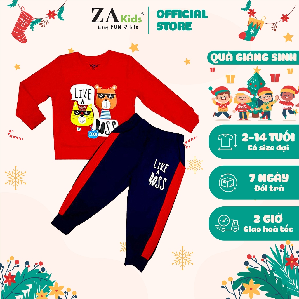 Bộ Quần Áo Thun Tay Dài  Dáng Thể Thao Cho Bé Trai  Yoko Kid's Fashion Y22376TD