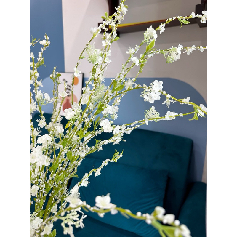 Cành tuyết mai nhân tạo, cành hoa mận dài 110cm  trang trí nhà cửa siêu xinh