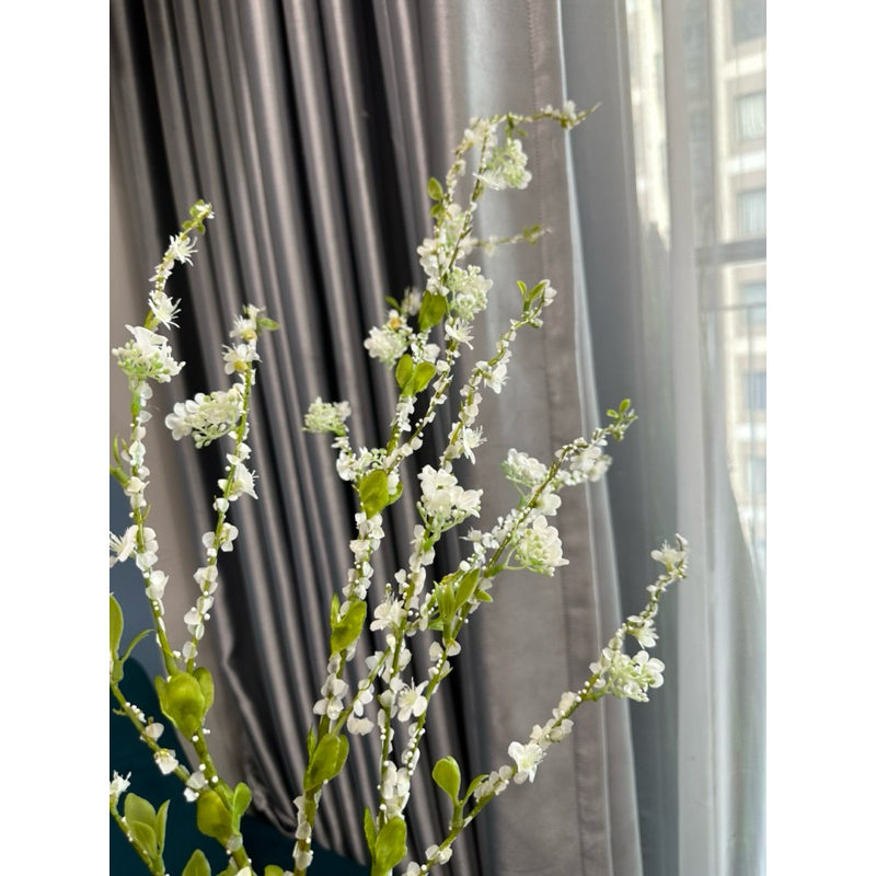 Cành tuyết mai nhân tạo, cành hoa mận dài 110cm  trang trí nhà cửa siêu xinh