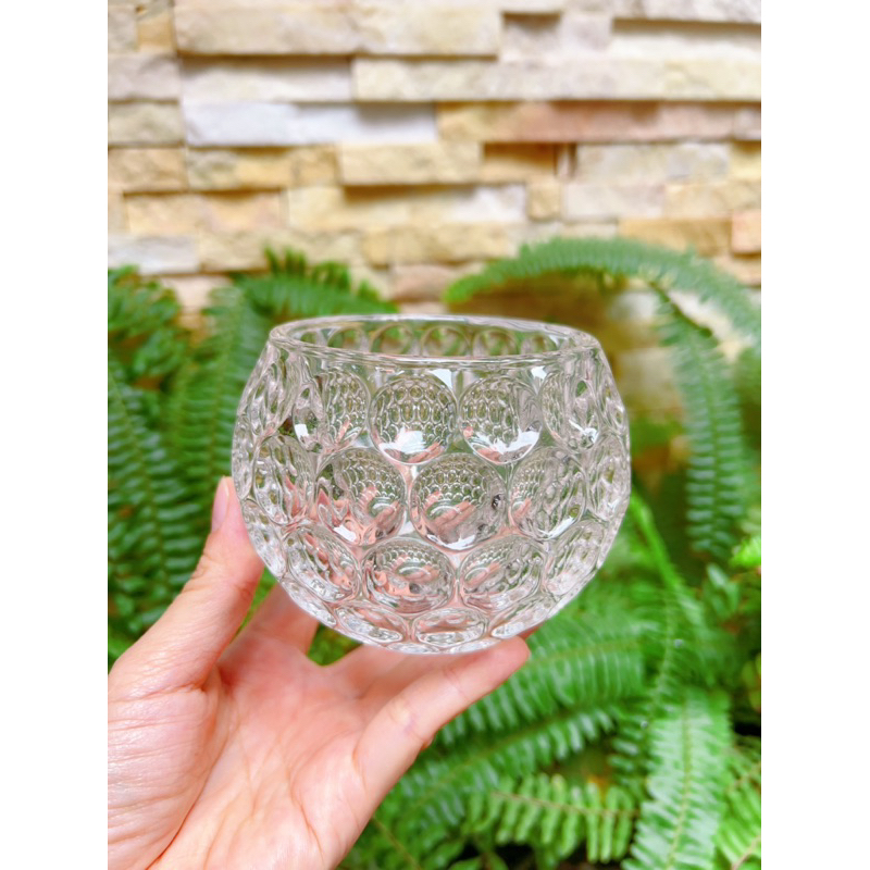 Chân đế nến Thuỷ tinh trắng hình quả bóng bi tròn