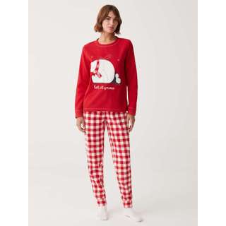 White/Red Fleece pyjamas with reindeer - Set Pijama lông mềm mịn cho bé xuất Ý dư xịn!