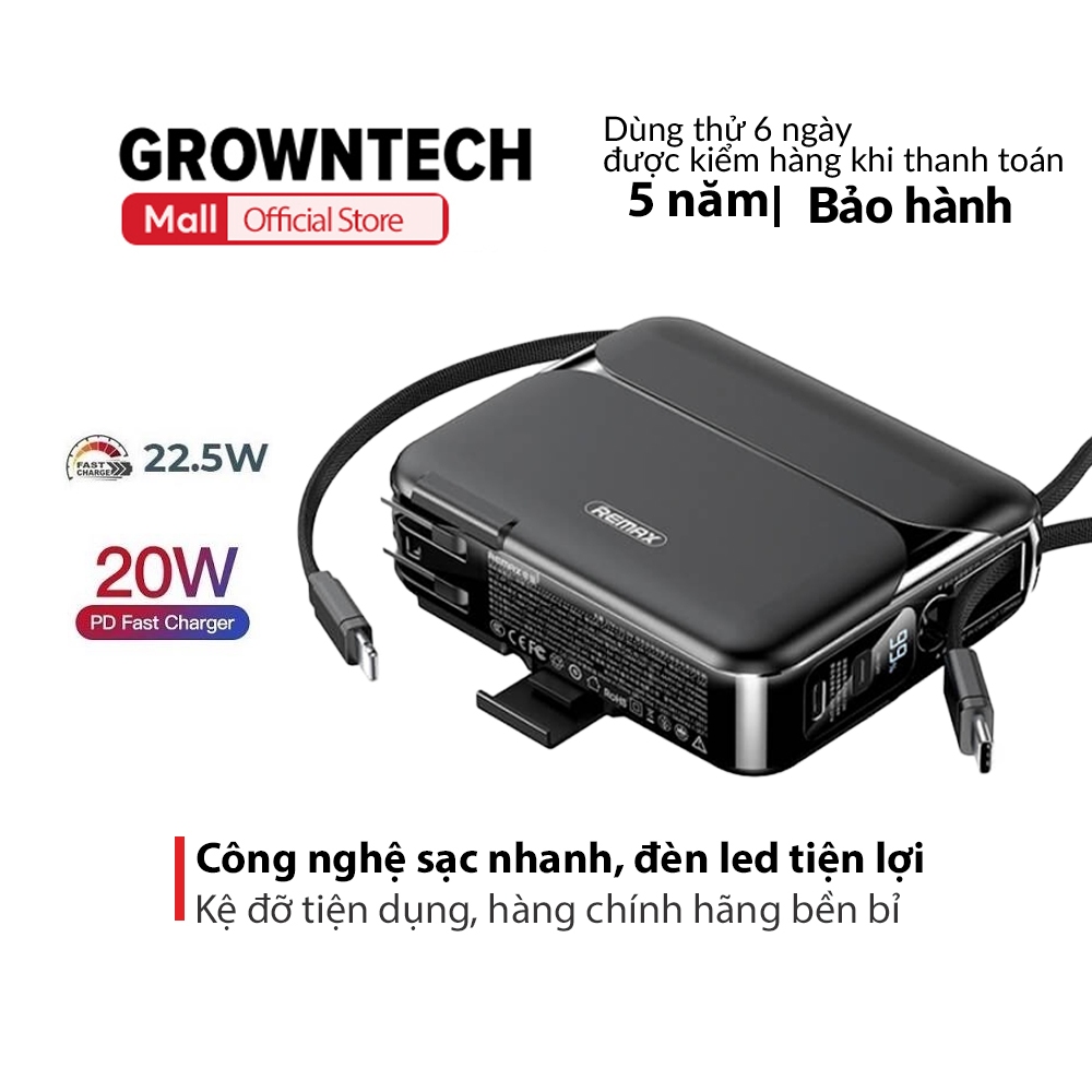 Sạc dự phòng chính hãng Remax RPP-553 dung lượng 20000mAh, cốc sạc kiêm sạc dự phòng siêu nhanh 27W đa năng tiện dụng