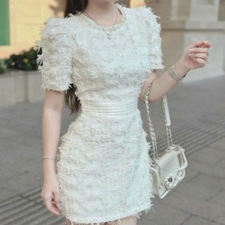 Đầm dự tiệc cổ tròn đính ngọc Pokin siêu xinh