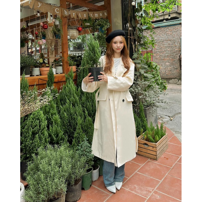 Áo khoác trench coat belted dáng dài MADELEN