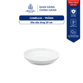 Dĩa sứ minh long sâu lòng - camellia - trắng