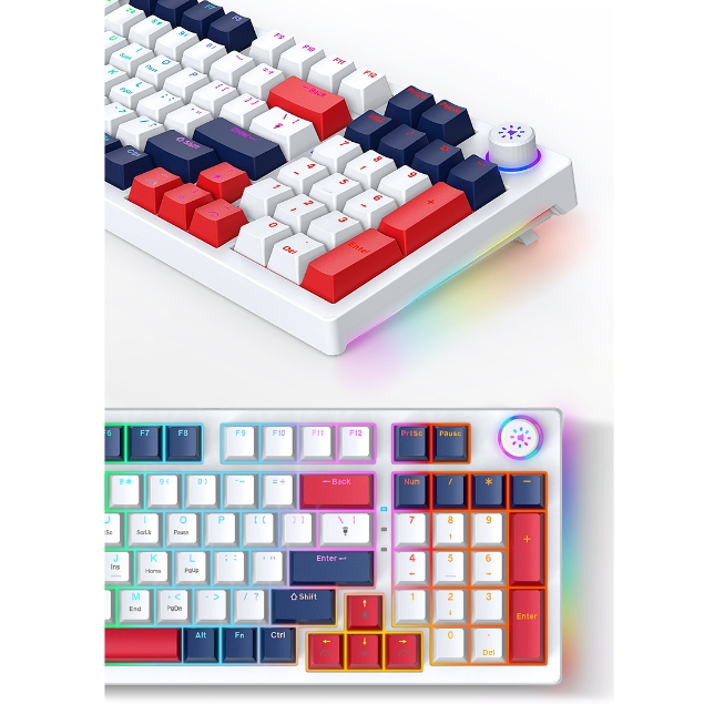 Bàn Phím Cơ Máy LEAVEN H96 Led RGB 20 Chế Độ Khác Nhau, ba chế độ（USB2.0+BT5.0+2.4G ）,Chơi Game Dùng Văn Phòng Cực Đã