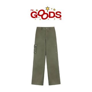 FW.GOODS- Geisha Doo Doo cargo pants - Quần dài túi hộp ống suông kaki màu xanh riu