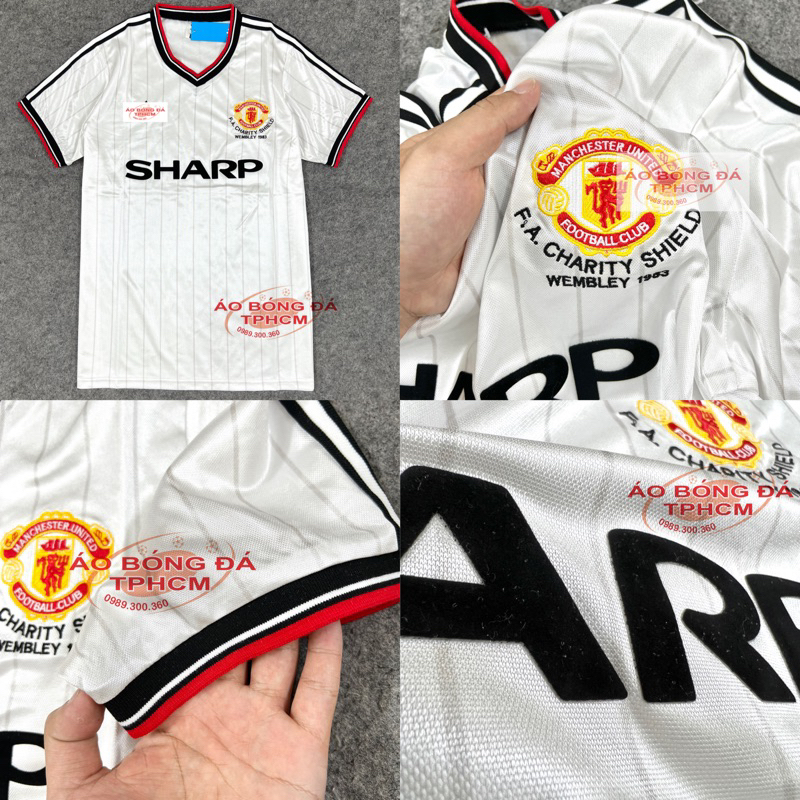 Retro.MU.1983/84 -  Áo Bóng Đá RETRO CLASSlC hàng Thái cao cấp -Retro.MUTrắng Sọc84