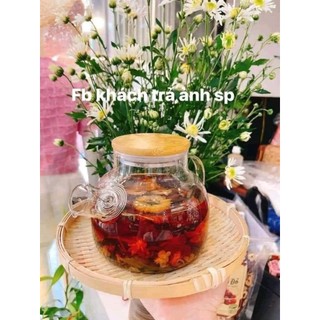Bình thuỷ tinh chịu nhiệt nắp gỗ tre Deli siêu đẹp không bọt khí dung tích 1000ml