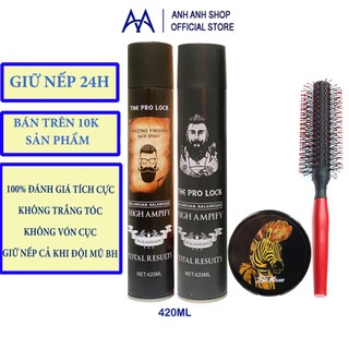 Combo Gôm The Prolock 420ml và sáp Blumaan Ngựa vằn kèm lược