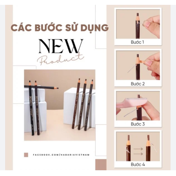 Chì Xé Kẻ Mày Habaria Eyebrow Pencil 4.5g