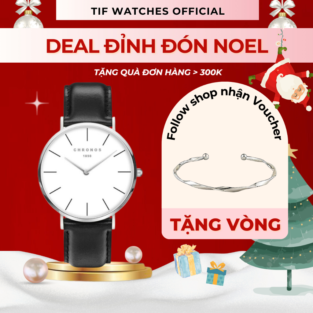 Đồng Hồ Nam CHRONOS Tif Watches Dây Da Chống Nước Độ Bền Cao Thấm Mồ Hôi