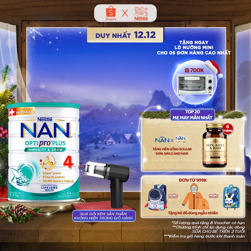 Sữa bột Nestlé NAN OPTIPRO PLUS 4 1500g/lon với 5HMO Giúp tiêu hóa tốt