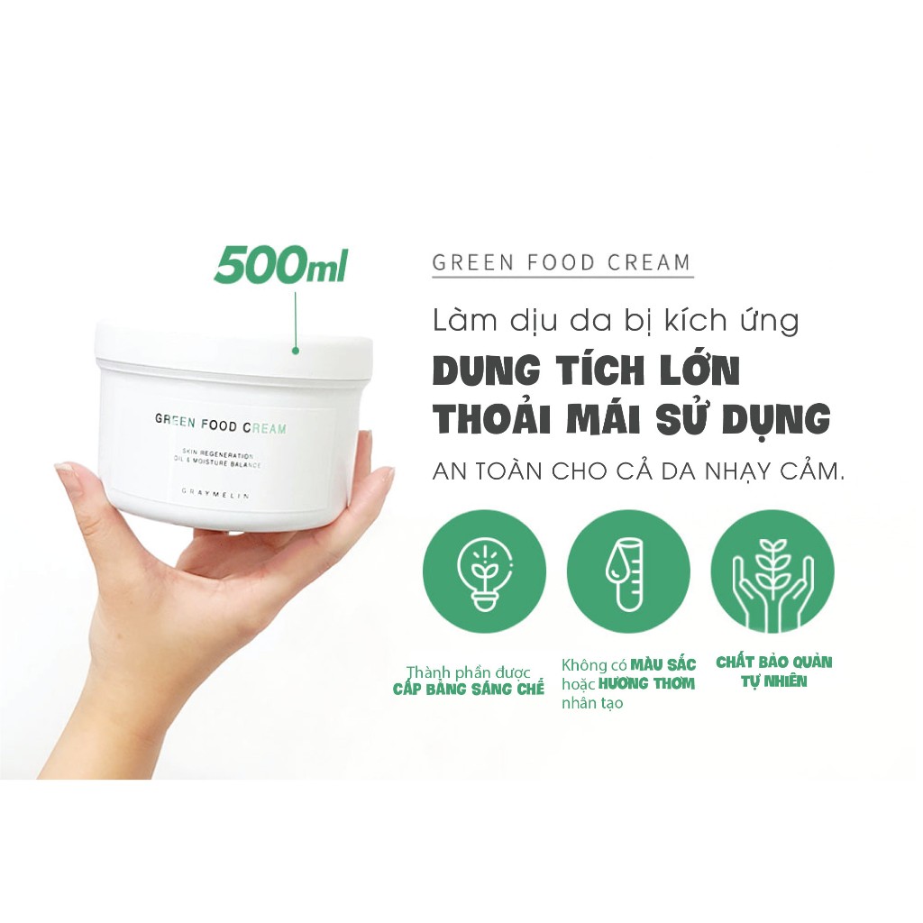 Kem Dưỡng Chiết Xuất Rau Củ Xanh Graymelin Green Food Cream 500ml