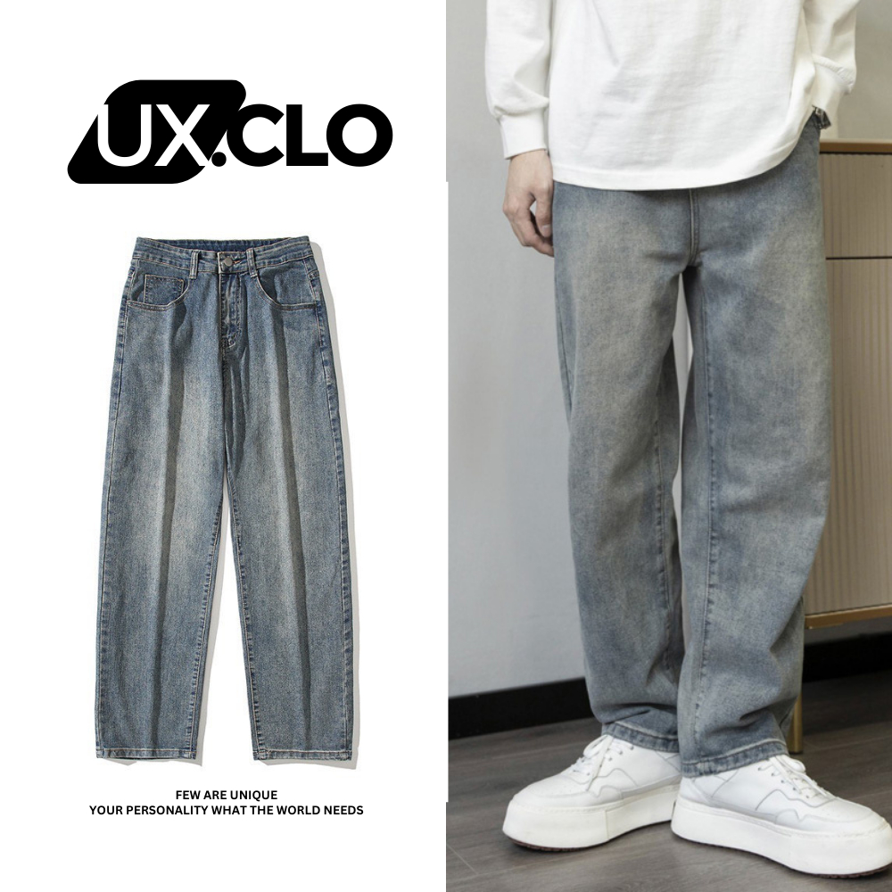 Quần Jean Baggy Nam Nữ Unisex WASH Blue Retro Lưng Thun Hàng Cao Cấp UX.CLO - UX03