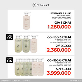 Combo mix Sữa tắm & Body Cream - Bebalance 500ml/chai