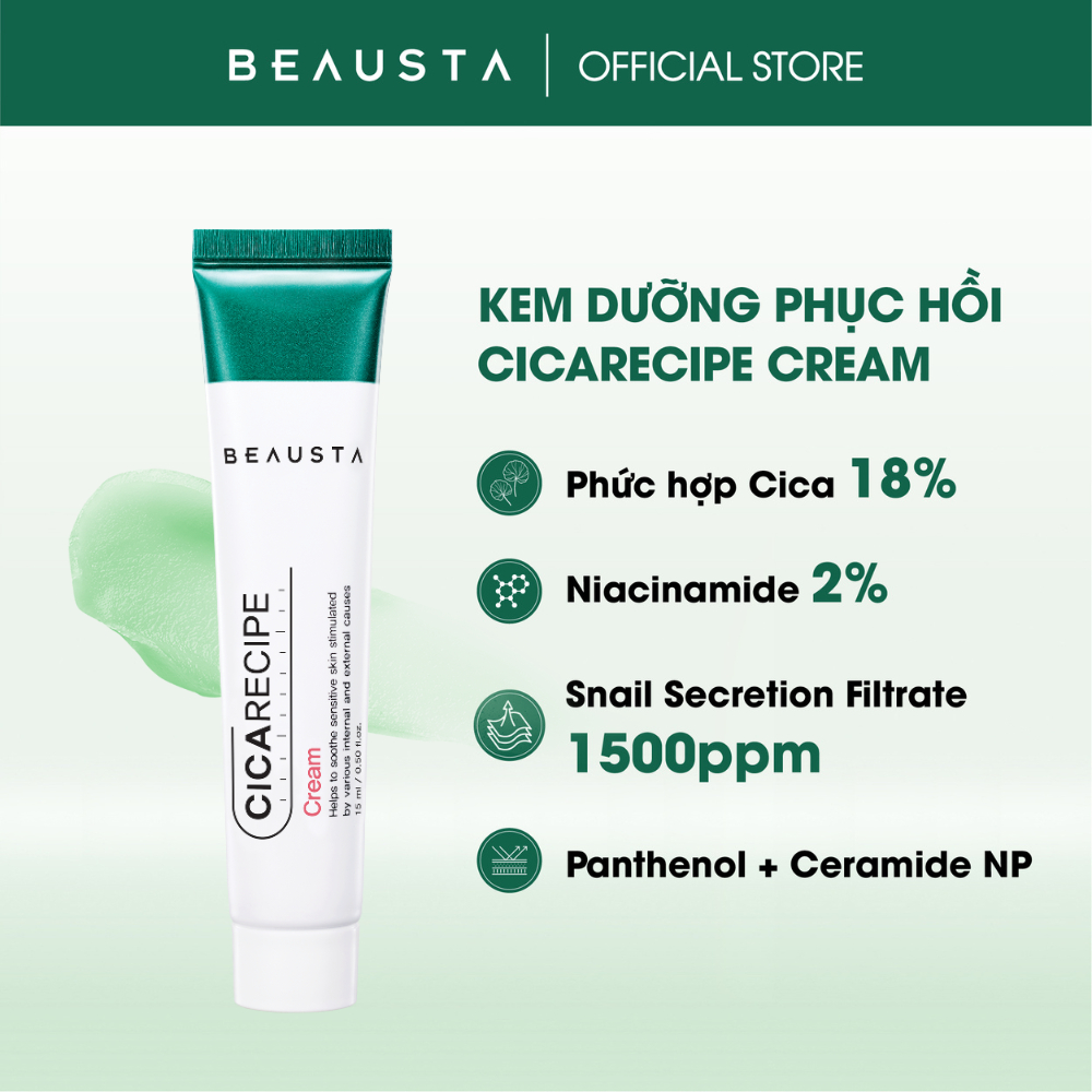 Kem Dưỡng Ẩm Chiết Xuất Rau Má Beausta Cicarecipe Cream Minisize 15ml