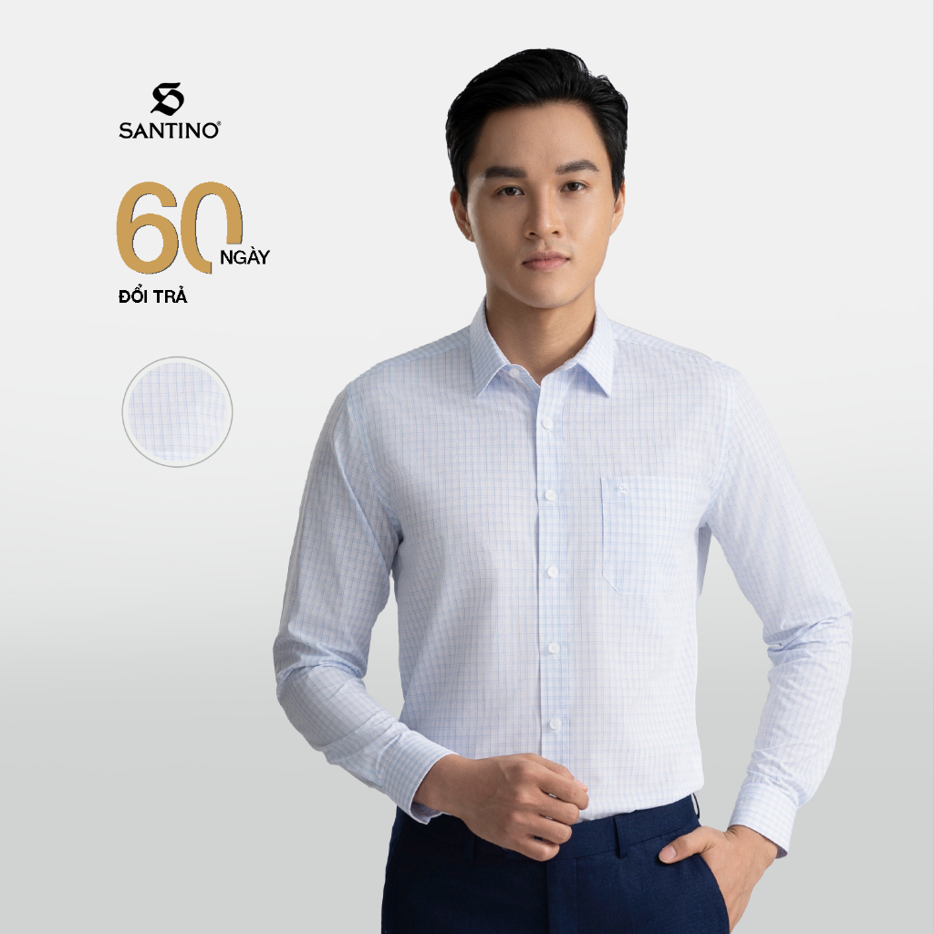 Áo Sơ Mi Dài Tay Nam Santino Hoạ Tiết Cao Cấp, Sợi Tre, Phom Slim Fit Công Sở, Lịch Lãm, Sang Trọng 674