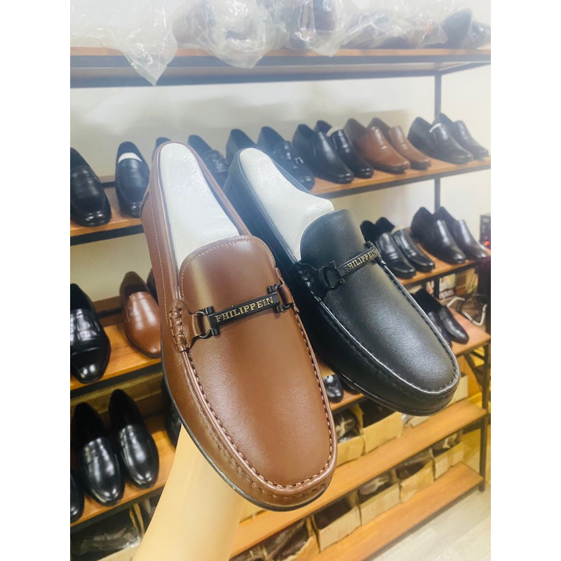 giày lười da bò khâu đế có đai