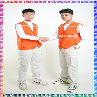 Áo ghi lê phản quang 4 túi bảo hộ lao động màu cam