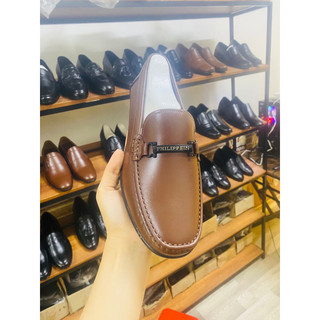 giày lười da bò khâu đế có đai
