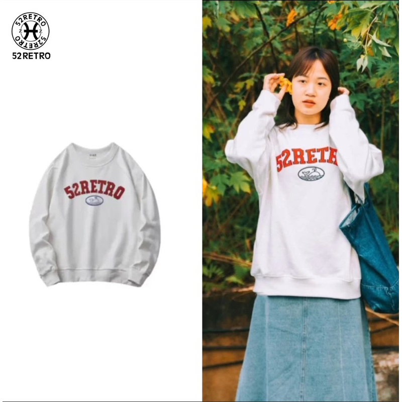 Áo sweater 52ReTroHZ logo thêu basic 380gsm