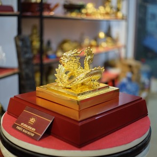 Ấn rồng hoàng đế chi bảo bằng đồng dát vàng 24k, chế tác bởi đồ đồng đông sơn