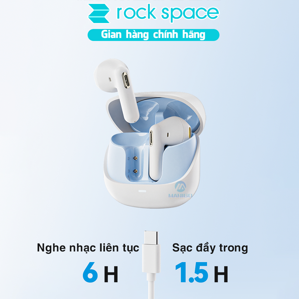 Tai nghe Bluetooth nhét tai không dây TWS Rockspace S3 Earphone có mic nghe gọiHàng chính hãng bảo hành 12 tháng