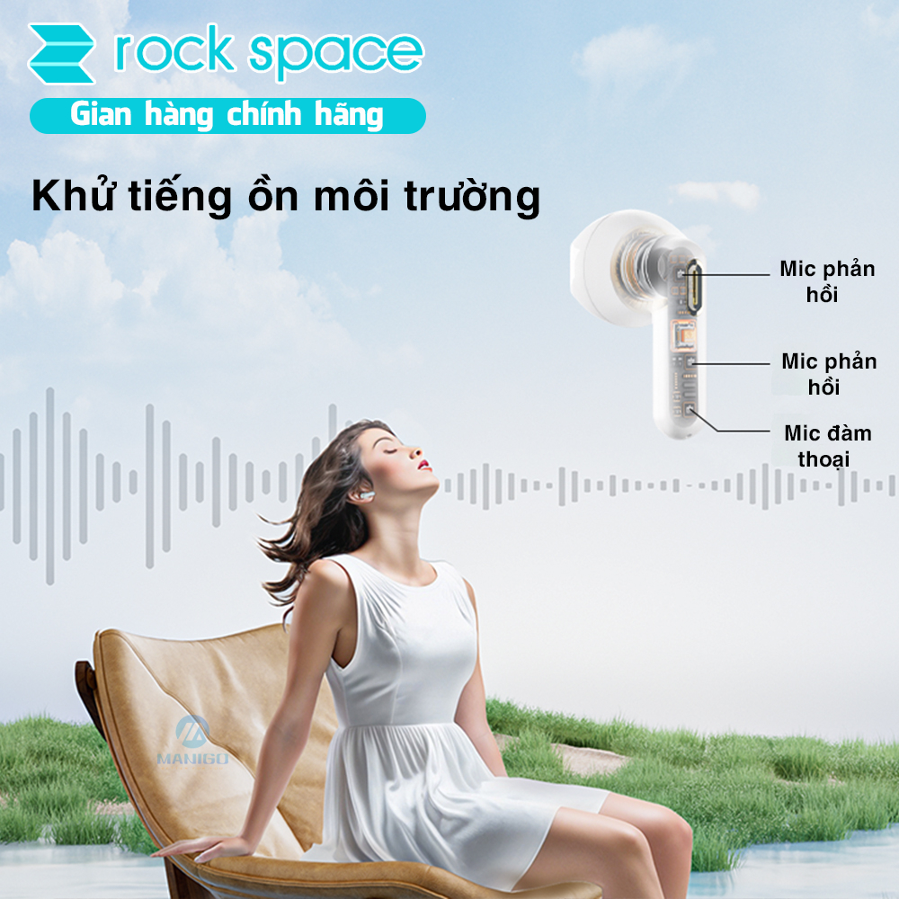 Tai nghe Bluetooth nhét tai không dây TWS Rockspace S3 Earphone có mic nghe gọiHàng chính hãng bảo hành 12 tháng