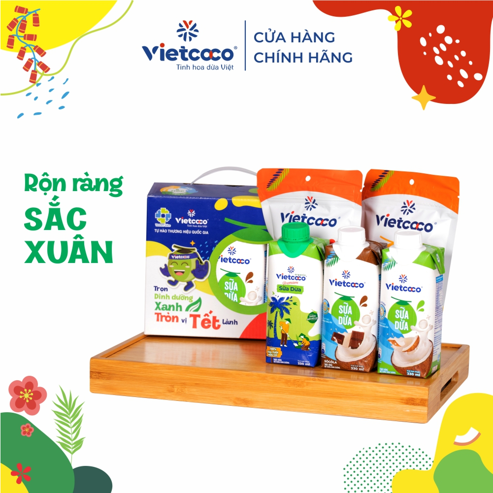 [Tết 2024. Combo 11 Rộn Ràng Sắc Xuân] Combo sữa dừa Vietcoco UHT 330ML + Snack dừa Vietcoco 45g