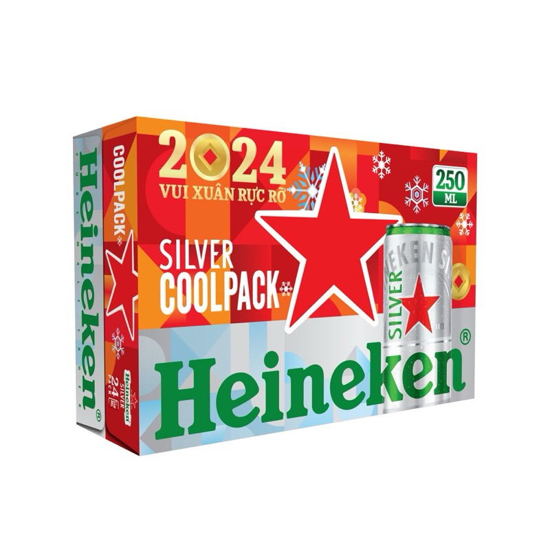 Thùng 24 lon Bia Heineken bạc lon 250ml