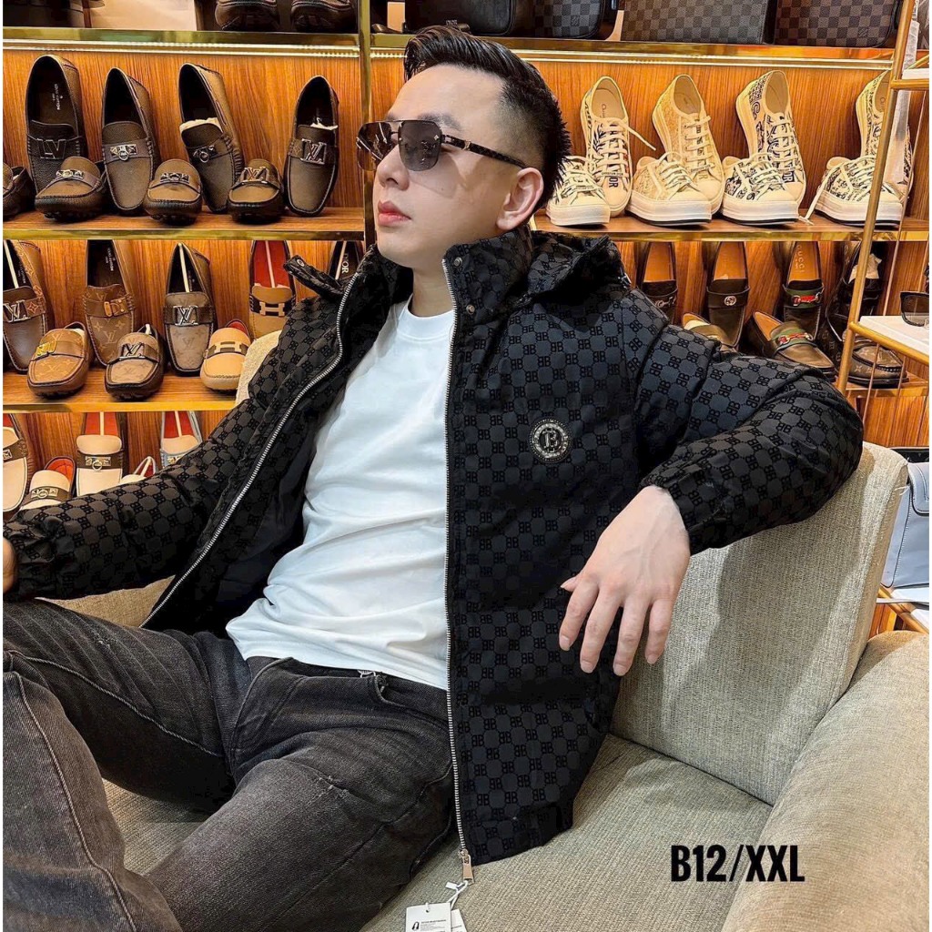 Áo khoác gió B nam vân nhung, áo khoác nam có mũ hàng quảng châu cao cấp .