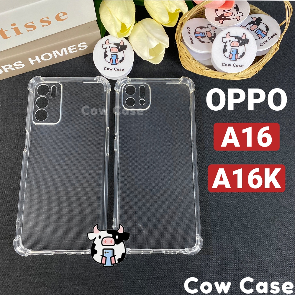 Ốp lưng Oppo A16K, A16 chống sốc silicon dẻo trong Cowcase | Vỏ điện thoại Oppo bảo vệ camera toàn diện TRON