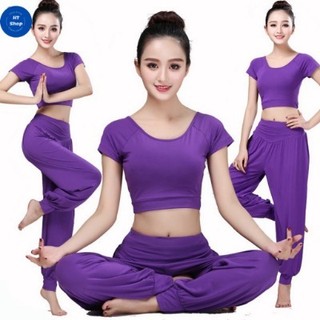 Set đồ tập yoga hàng cao cấp chất vải thun mềm mịn thoáng mát co giãn 4 chiều cực đẹp