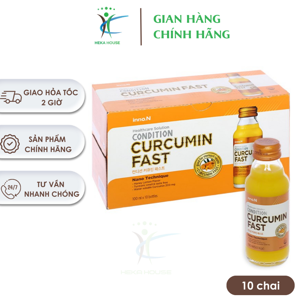 Nước Tinh Nghệ CONDITION CURCUMIN FAST hộp 10 chai x 100ml - Bảo vệ và tăng cường chức năng dạ dày