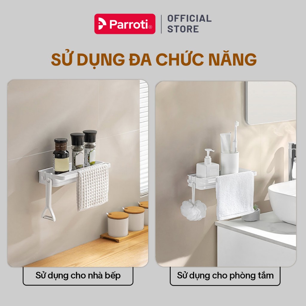 Giỏ đựng đồ rửa chén cao cấp dán tường, khay đựng miếng rửa bát, có khay chứa nước - Parroti Tidy - TD31