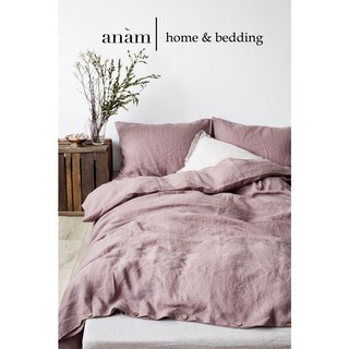 Set ga giường cao cấp sợi linen Pháp premium100%  màu tím ấm áp