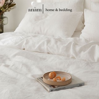 Set ga giường và vỏ gối cao cấp linen premium100%  màu trắng cực đẹp