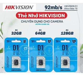 Thẻ Nhớ Hikvision D1 Xanh 128Gb /64G/32GB  Tốc Độ Cao Chuyên dùng camera, máy ảnh, ... - Bảo hành 7 năm