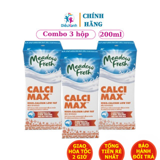 [ Combo 3 Hộp ] Sữa Tươi Tiệt Trùng Canxi Mã Meadow Fresh 200ml - Sữa Nhập Khẩu Úc