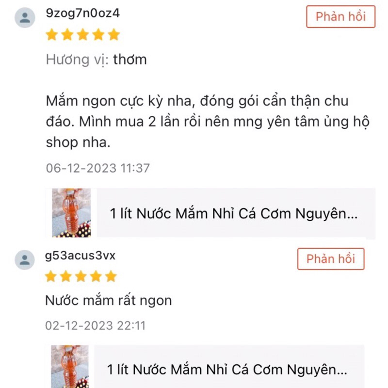1 lít Nước Mắm Nhỉ Cá Cơm Nguyên Chất 100% Nước mắm Bình Định