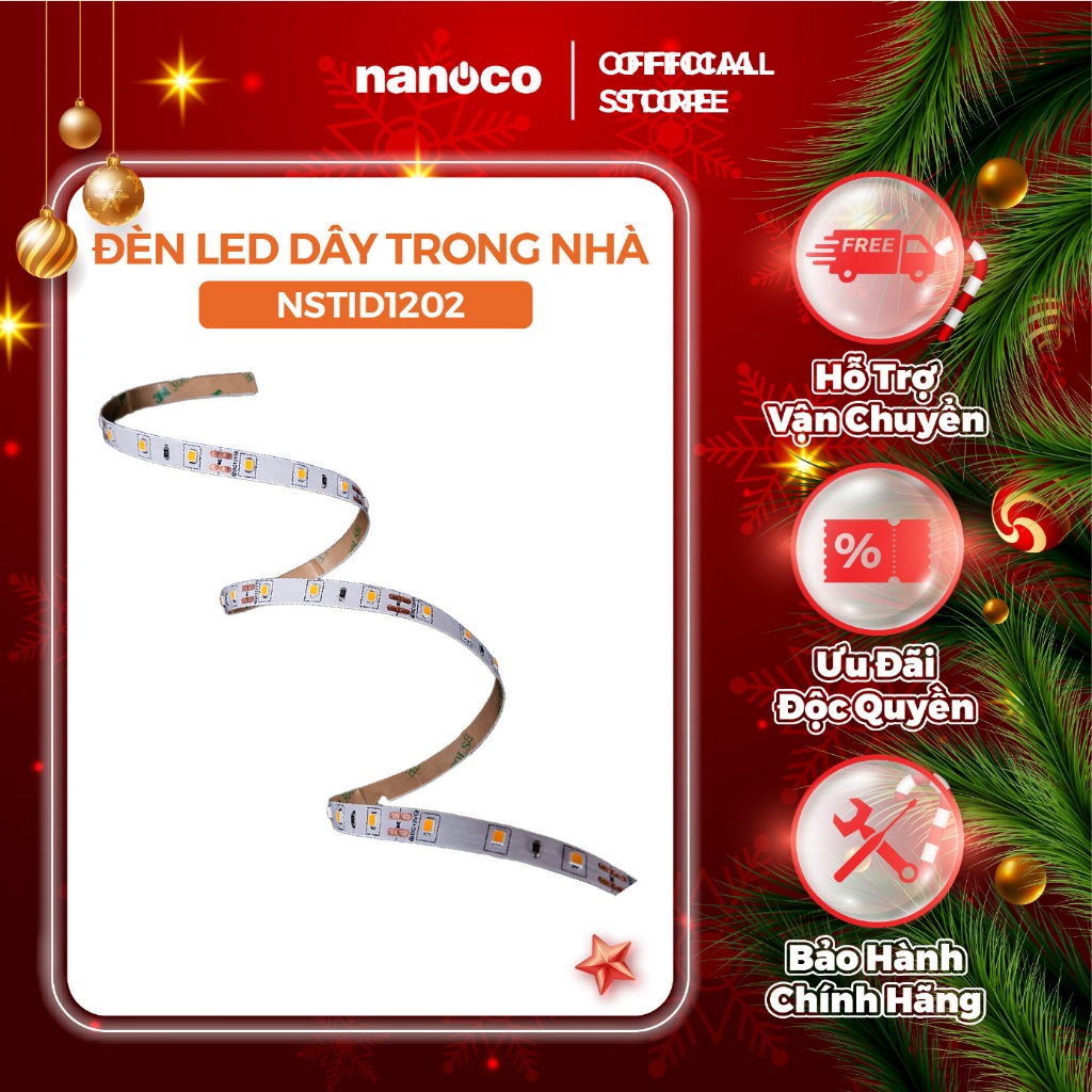 LED dây trong nhà Nanoco 1 cuộn 5m 60LED/ 120LED/ 168LED - ánh sáng vàng, trung tính
