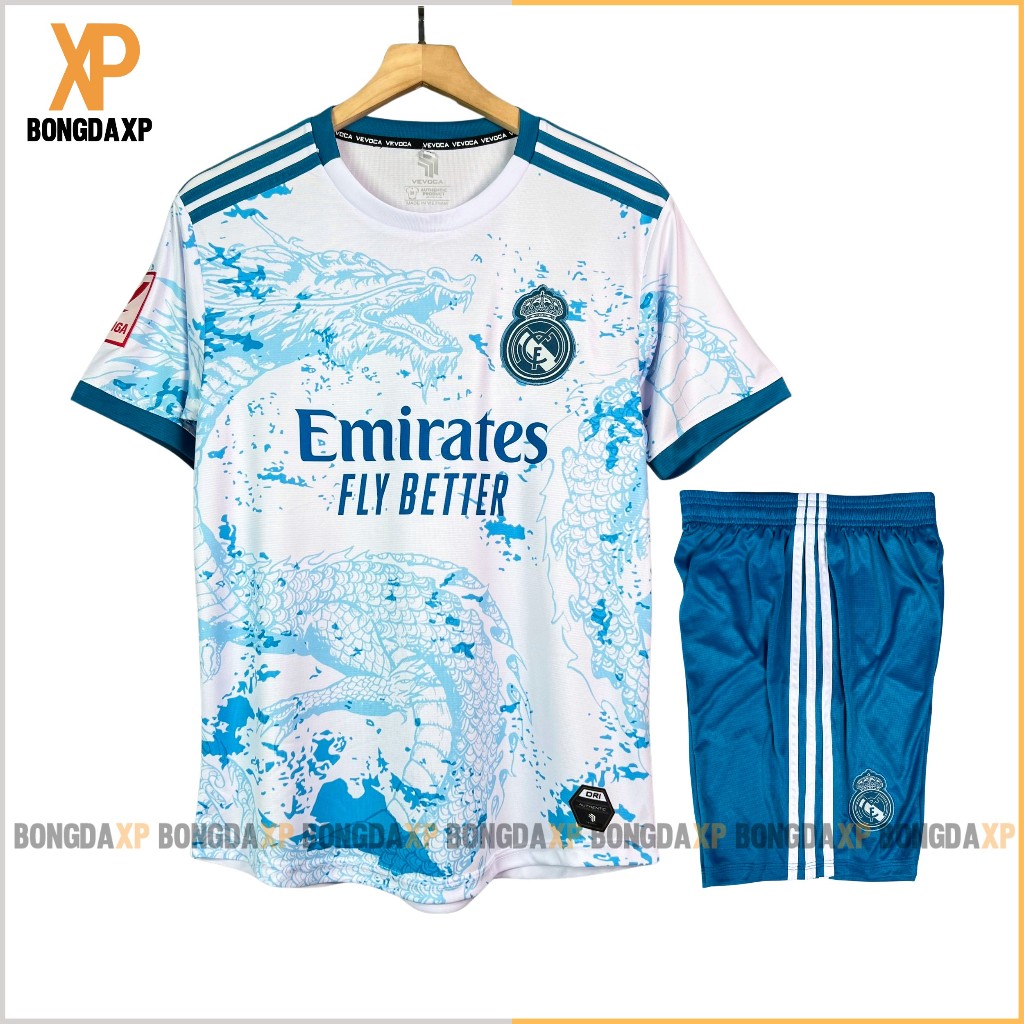 Quần áo bóng đá, đồ đá banh Real Madrid Rồng Xanh Vải Mè Cao Cấp