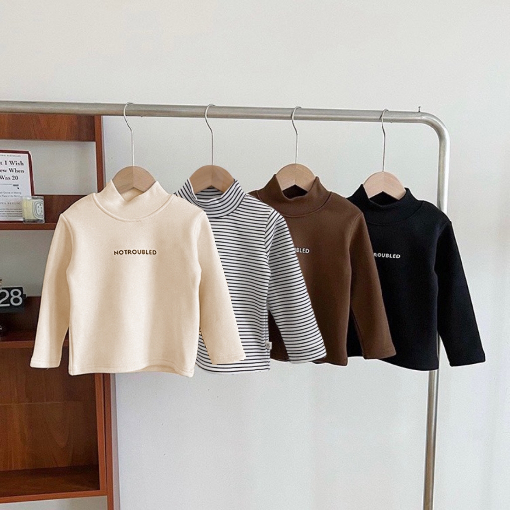 TE513- Áo giữ nhiệt cổ 5 phân cho bé trai bé gái chất bozip lông mềm mại, ấm áp size 8-17kg