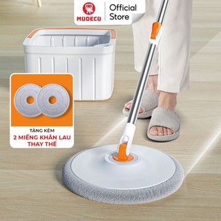 Cây Lau Nhà Tự Vắt Modeco - Tách Nước Bẩn, Tự Động Giặt Khăn Lau Bằng Nước Sạch, Rất Tiện Dụng, Tặng Kèm 2 Khăn Lau