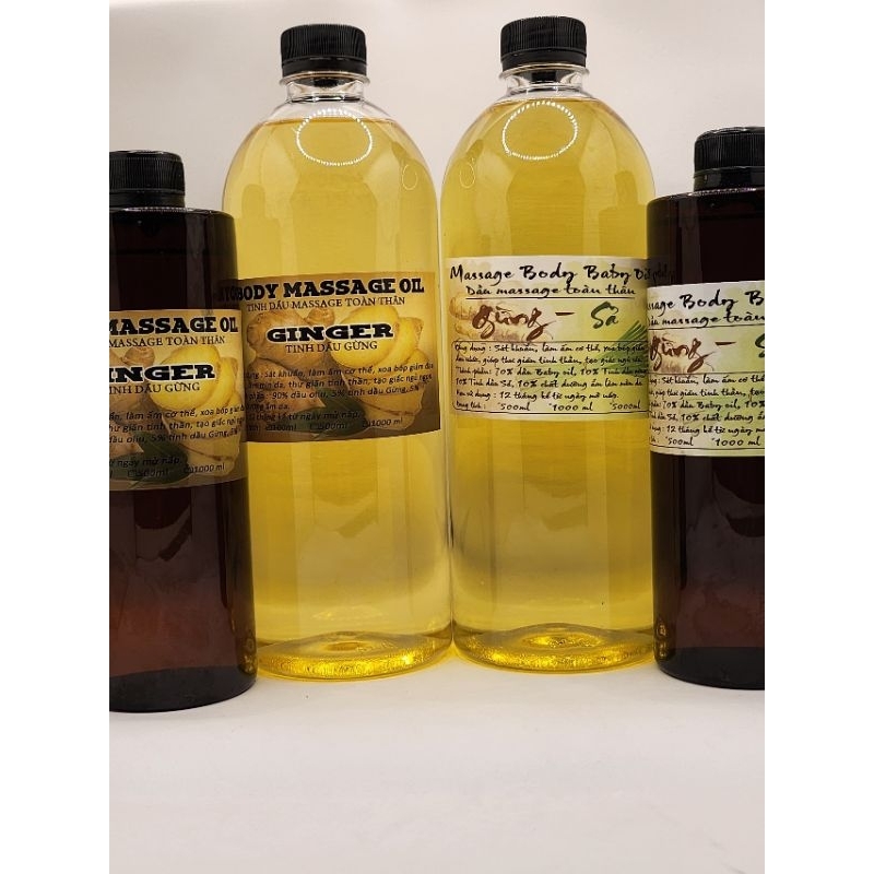 Dầu massage body baby oil trắng hương sả gừng