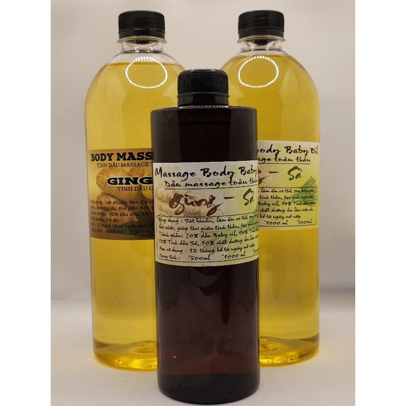 Dầu massage body baby oil trắng hương sả gừng
